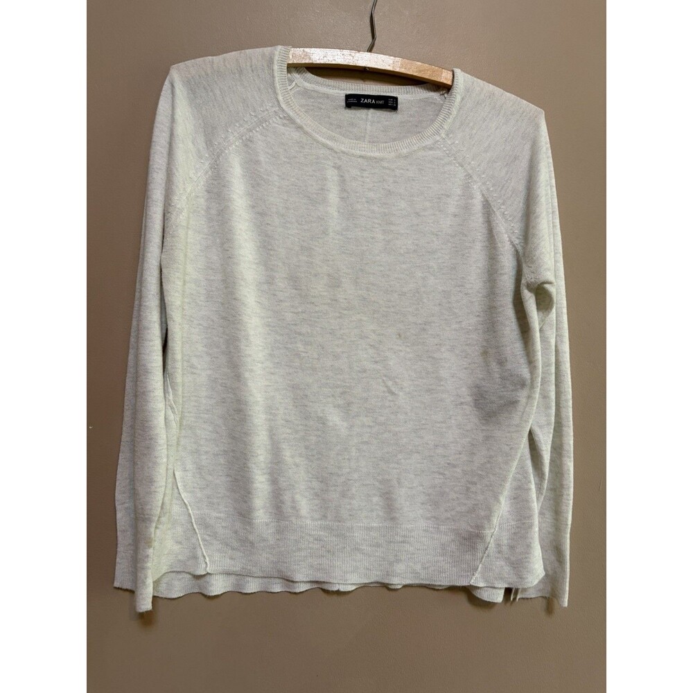 Zara Gray Soft Knit Sweater Lightweight Size Small Side slits Cozy Office Career